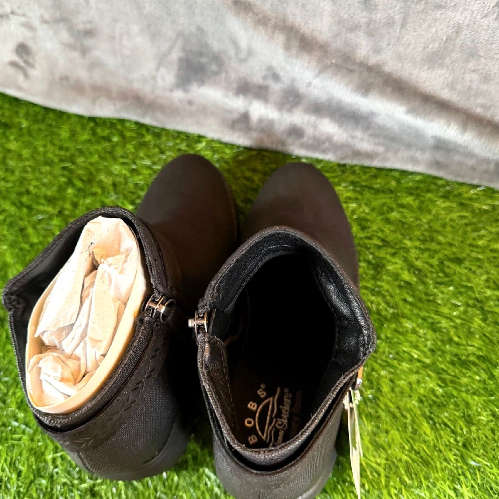 SKECHERS Skechers BOBS Gala In High Demand Black Vegan Wedge Ankle Boots 114617 Womens 6 Size US 6 / IT 36 - 7 Thumbnail