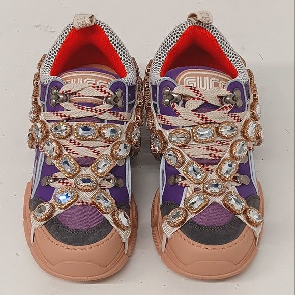Gucci GUCCI Women's 'Lavender' Flashtreks w/ Crystals - EU36/US6 Size US 6 / IT 36 - 3 Thumbnail