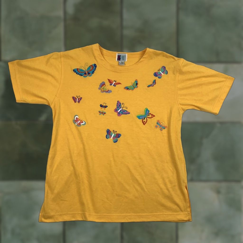 Vintage VINTAGE Bolo Spirit T-Shirt Womens Medium Yellow Butterfly 90s Casual Size M / US 6-8 / IT 42-44 - 1 Thumbnail