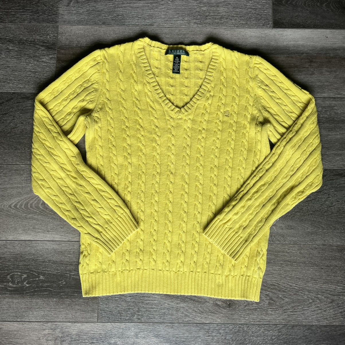 Polo Ralph Lauren Vintage Polo Lauren Ralph Lauren Cable Knit V Neck Sweater Size M / US 6-8 / IT 42-44 - 1 Thumbnail