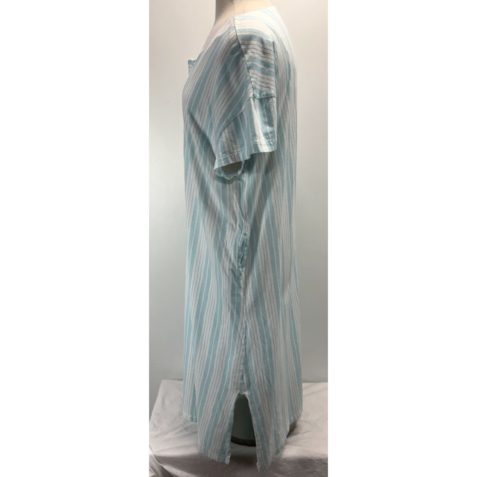 Vintage VINTAGE Stan Herman Striped Kaftan Dress Women’s L Blue White Pockets Size L / US 10 / IT 46 - 2 Thumbnail