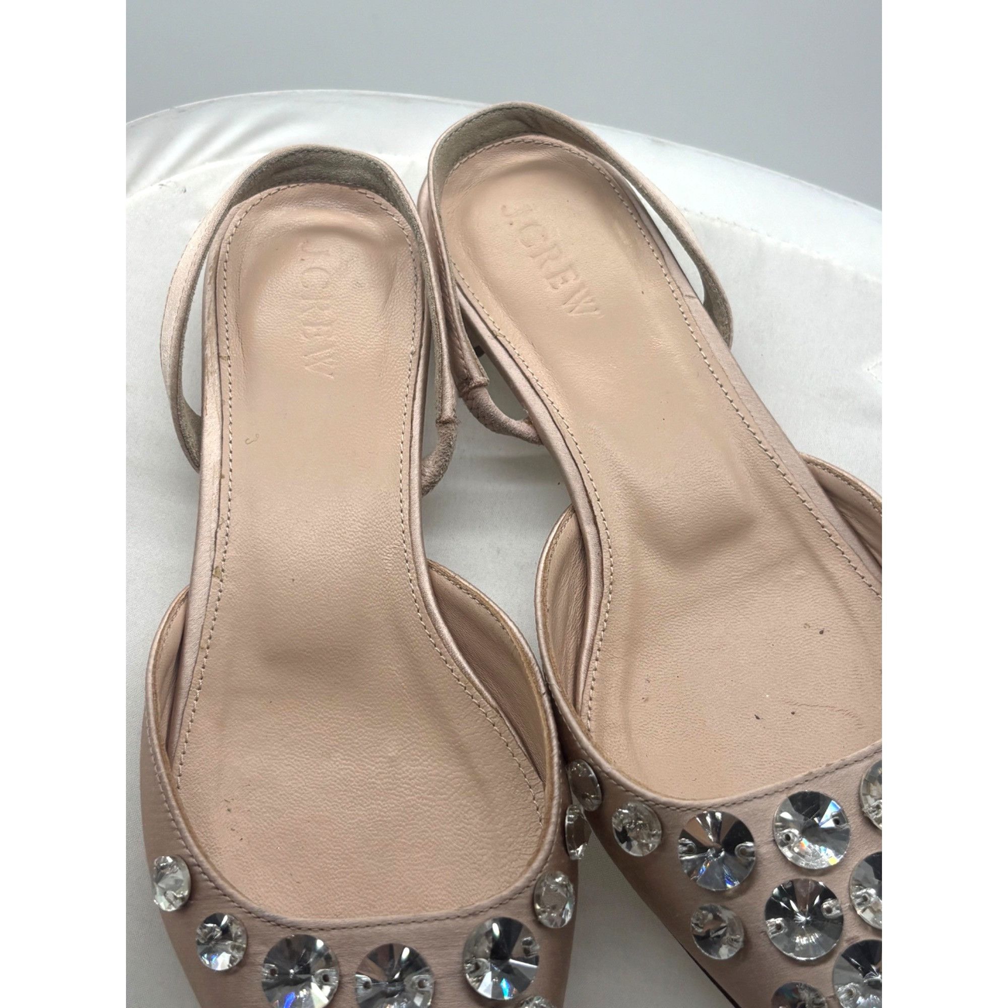 J.Crew J. Crew Women’s Embllished Satin Slingback Flats, Pink Blush Size US 6 / IT 36 - 8 Thumbnail