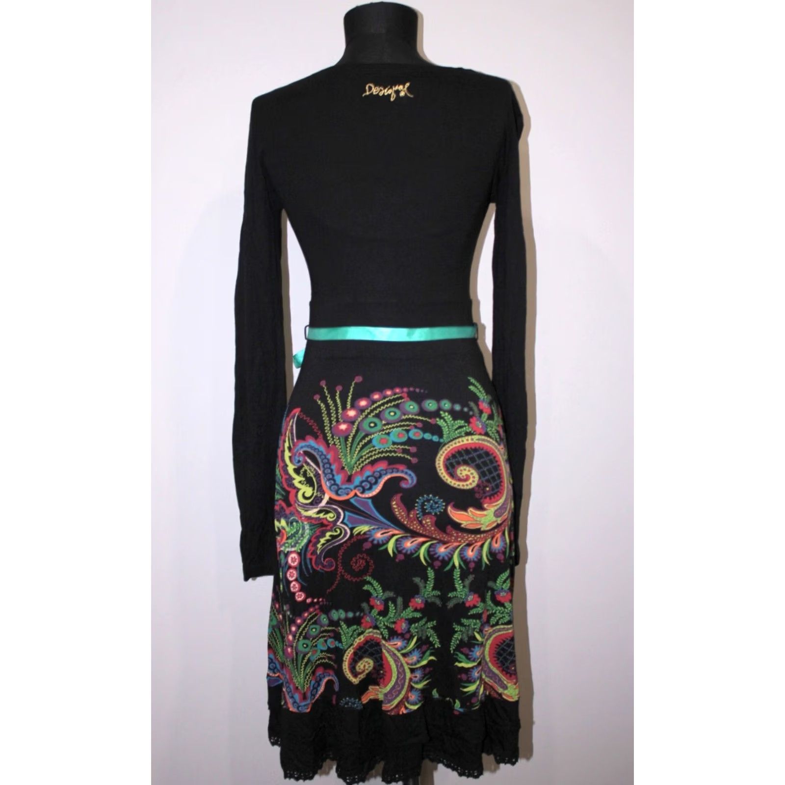 Desigual Desigual Dress S Womens A-Line Dress Knee Length Black Size S / US 4 / IT 40 - 2 Thumbnail