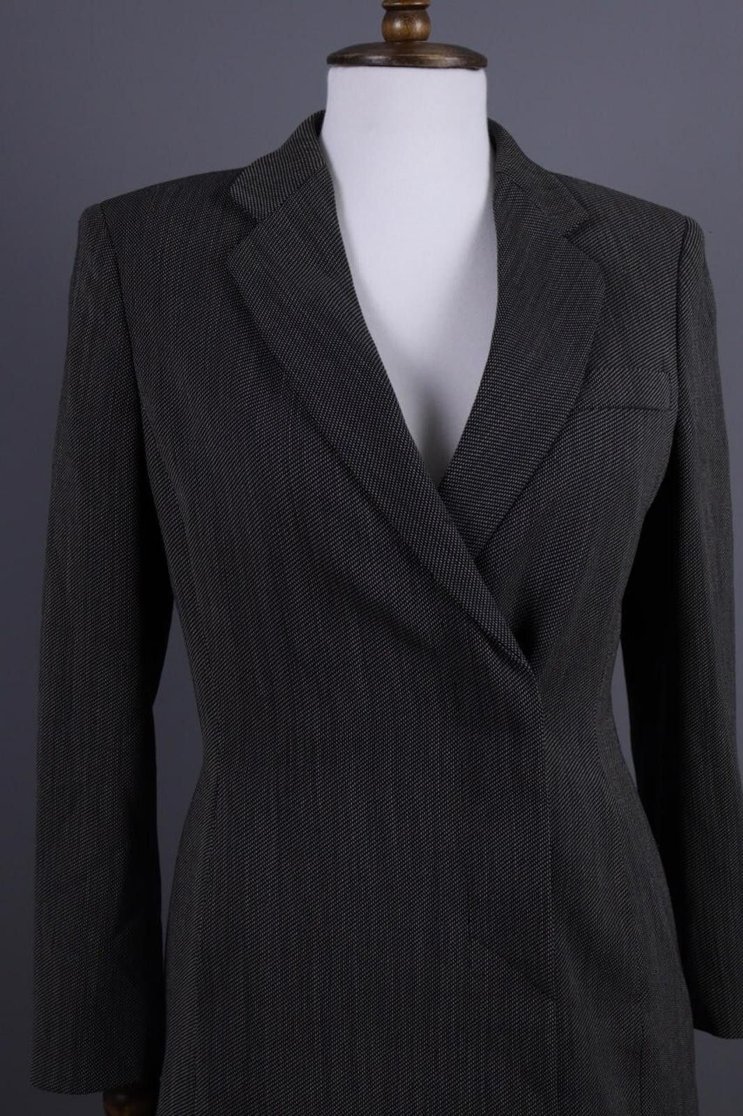 Designer Max Mara Gray Wool Double Breasted Blazer Jacket Size 40 / S Size S / US 4 / IT 40 - 5 Thumbnail