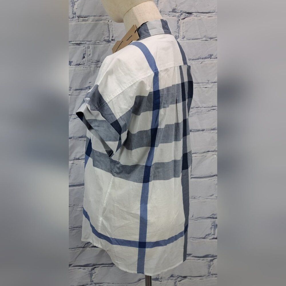 Burberry NWT Burberry Womens Button Down Shirt White Blue Check Shor Size S / US 4 / IT 40 - 7 Thumbnail