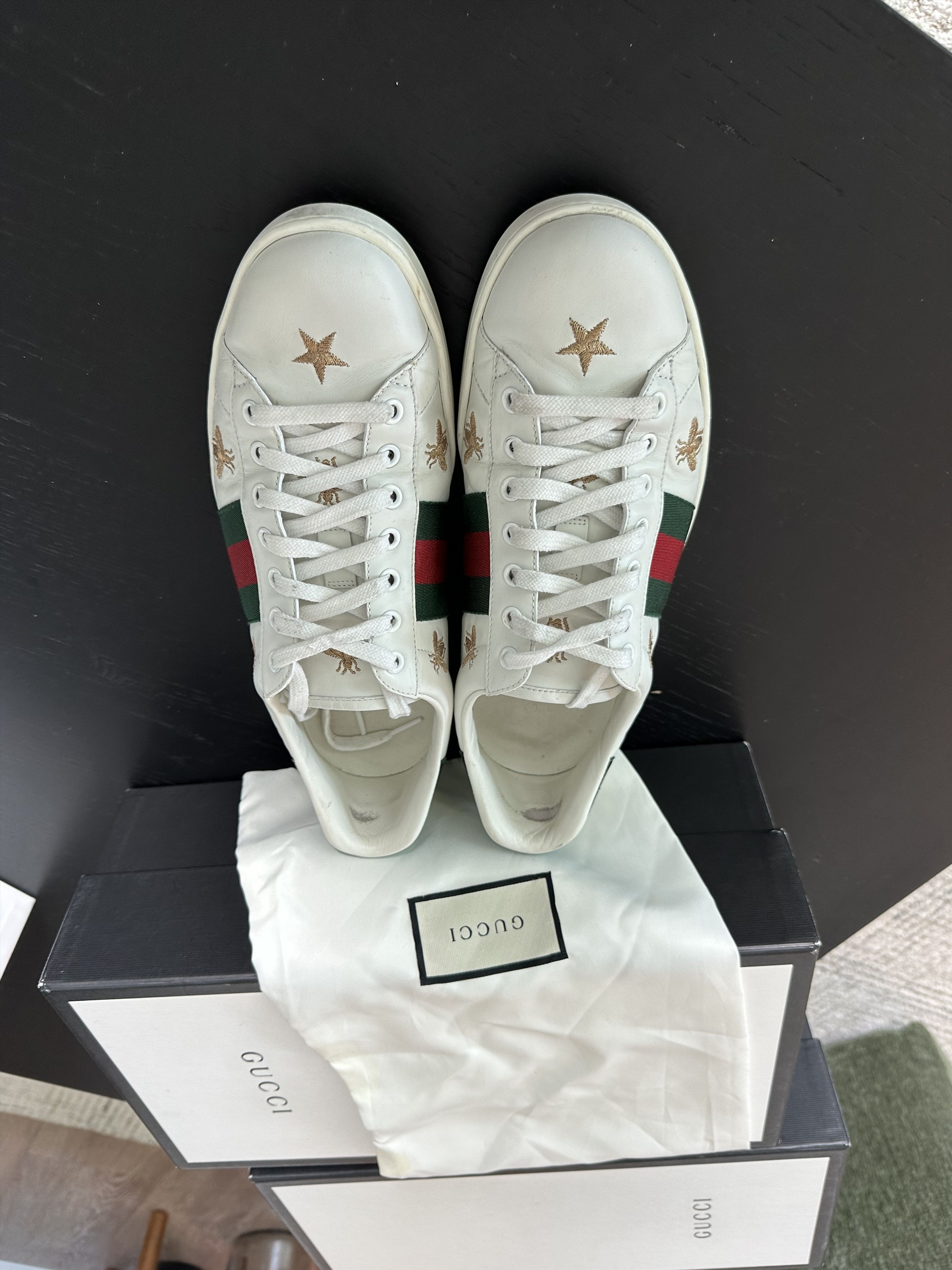 Gucci Ace Stars and Bees Leather Sneaker Size US 8.5 / EU 41-42 - 6 Thumbnail