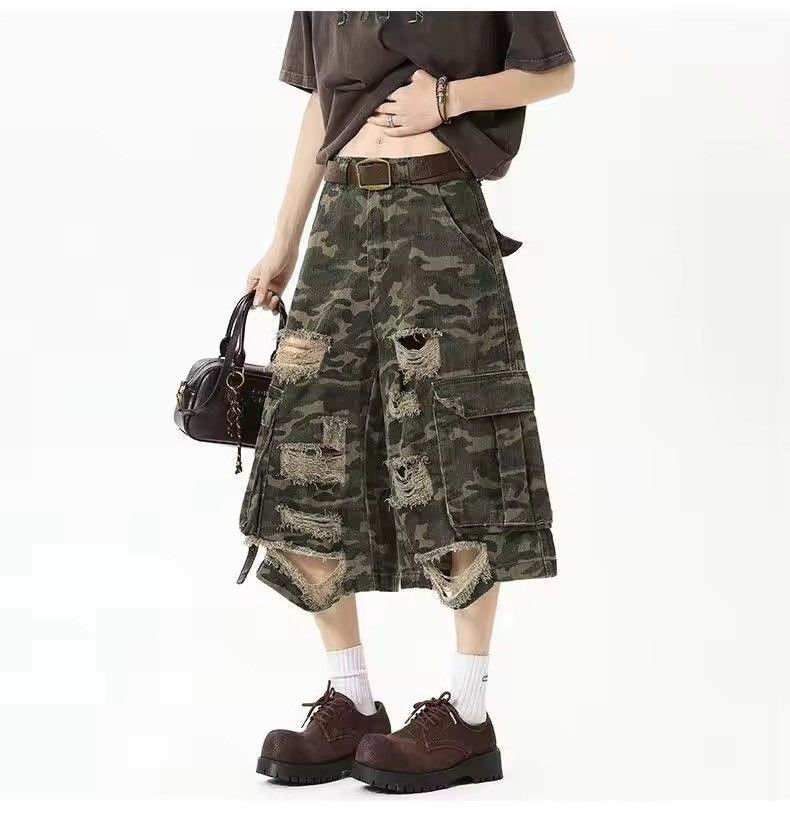 Japanese Brand × Jean Worn-out Side Pockets Camouflage Short Jean Size US 31 - 1 Thumbnail