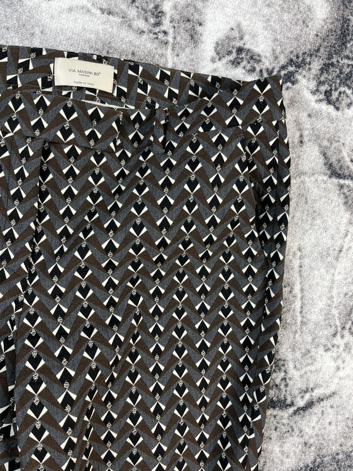 Other Via Masini 80 Geometric Pants Italy Size 48 Pattern Size 34" / US 12 / IT 48 - 5 Thumbnail