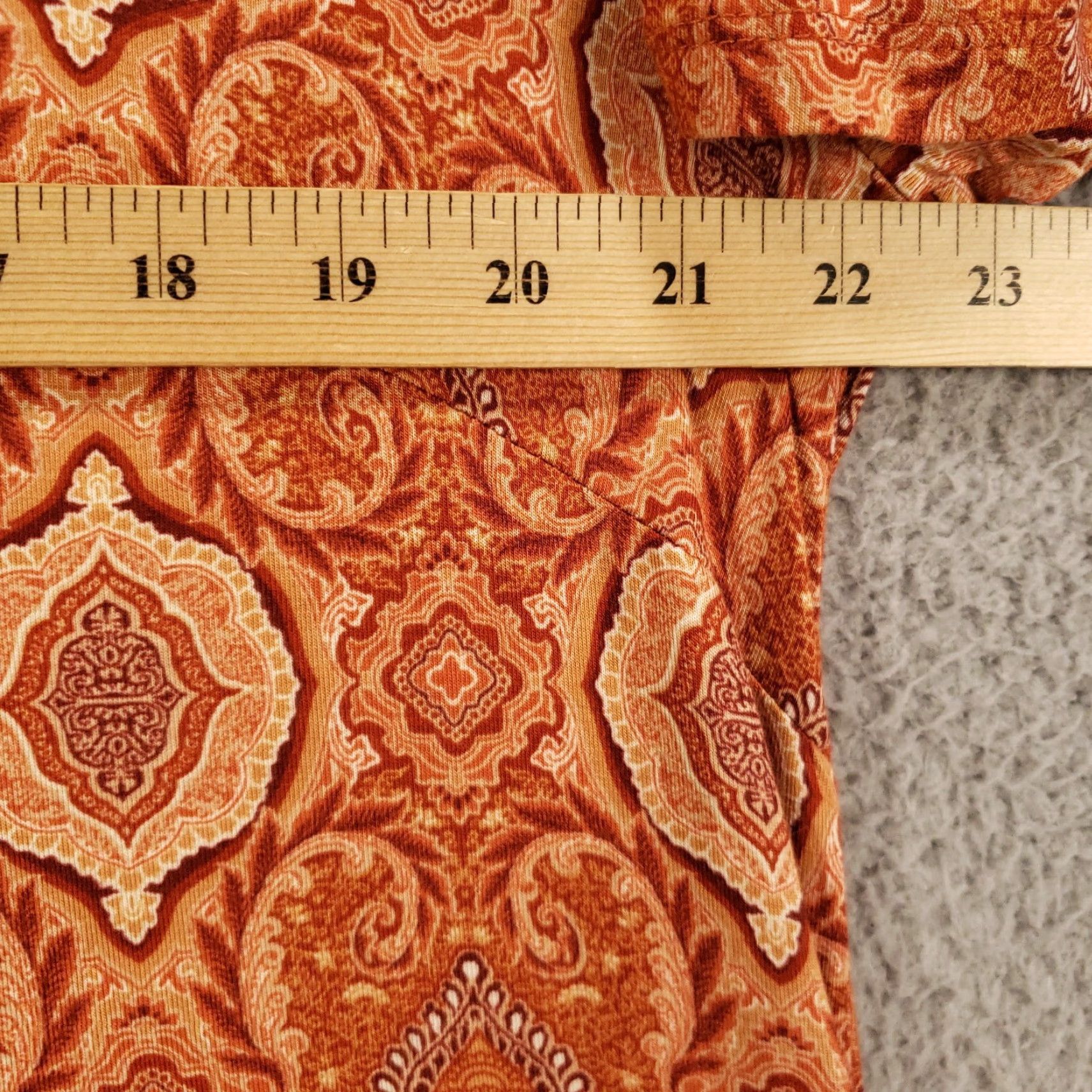 Vintage Womens 1X Orange Chiffon Geometric Blouse Top Layered Look Casual Sleeve Round Neck Pullover Plus Size 1X Rose And Olive Size XL / US 12-14 / IT 48-50 - 5 Thumbnail