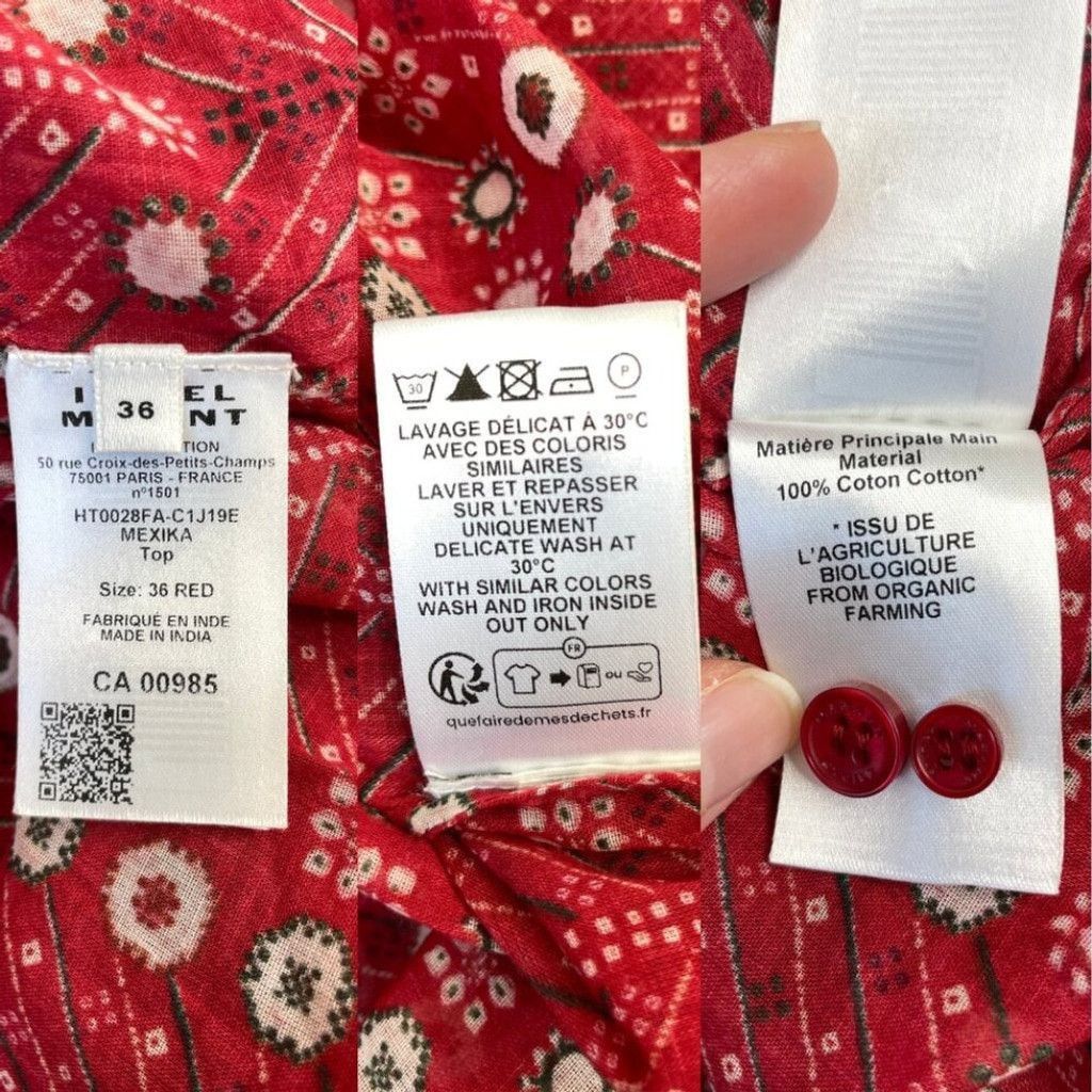 Isabel Marant Etoile NWT Isabel Marant Etoile Mexika Top in Red Button Down 36 Size S / US 4 / IT 40 - 16 Thumbnail