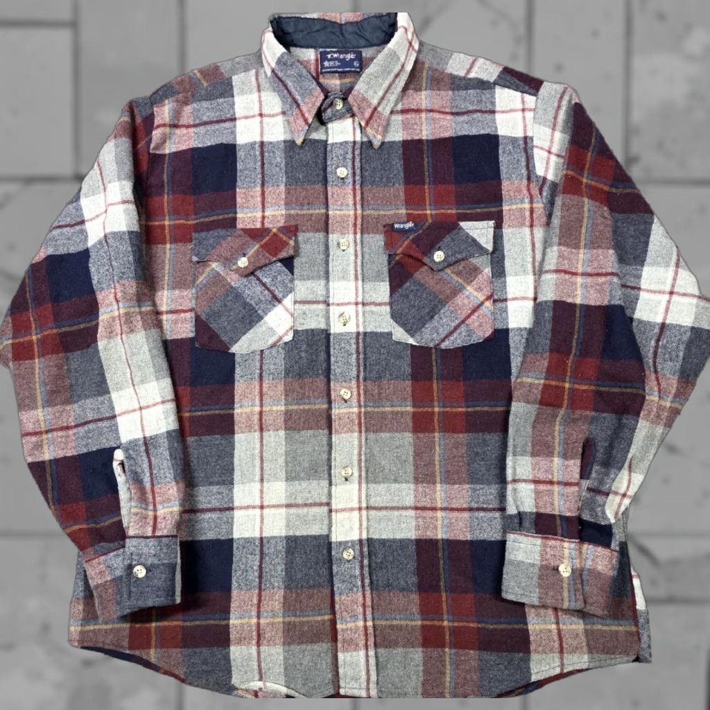 Wrangler VINTAGE Wrangler Shirt Mens XL Wool Blend Flannel Plaid Button Up USA Made 80s Size US XL / EU 56 / 4 - 1 Thumbnail