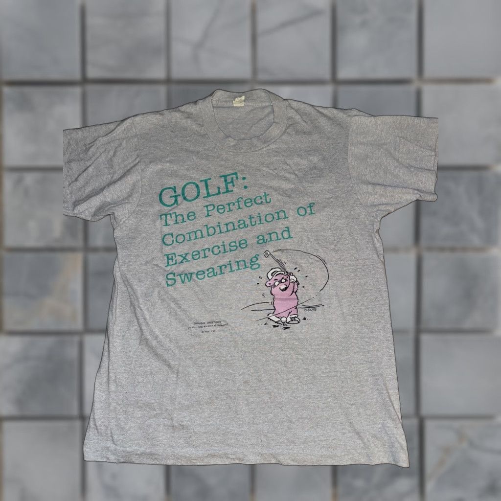 Vintage VINTAGE Screen Stars Single Stitch T-Shirt Large Grey Golf 19x25 Cmoore Art HMK Mens L Gray Stitch Art HMK Size US L / EU 52-54 / 3 - 1 Thumbnail