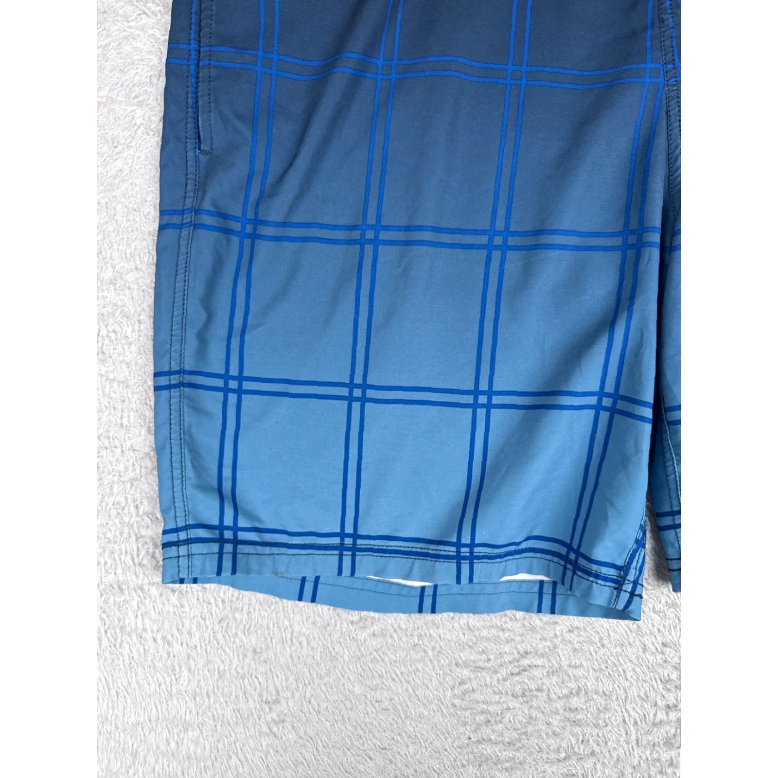 George George Board Shorts Mens Large Blue Plaid 100% Polyester Trunks Cargo 36x9 Swim Bottoms Docked? Size US 33 - 3 Thumbnail