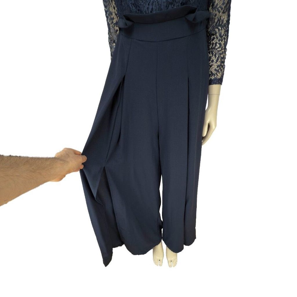 Other Wedding Guest Mother of bride Navy Lace Bardo Top Jumpsuit L Size 30" / US 8 / IT 44 - 4 Thumbnail