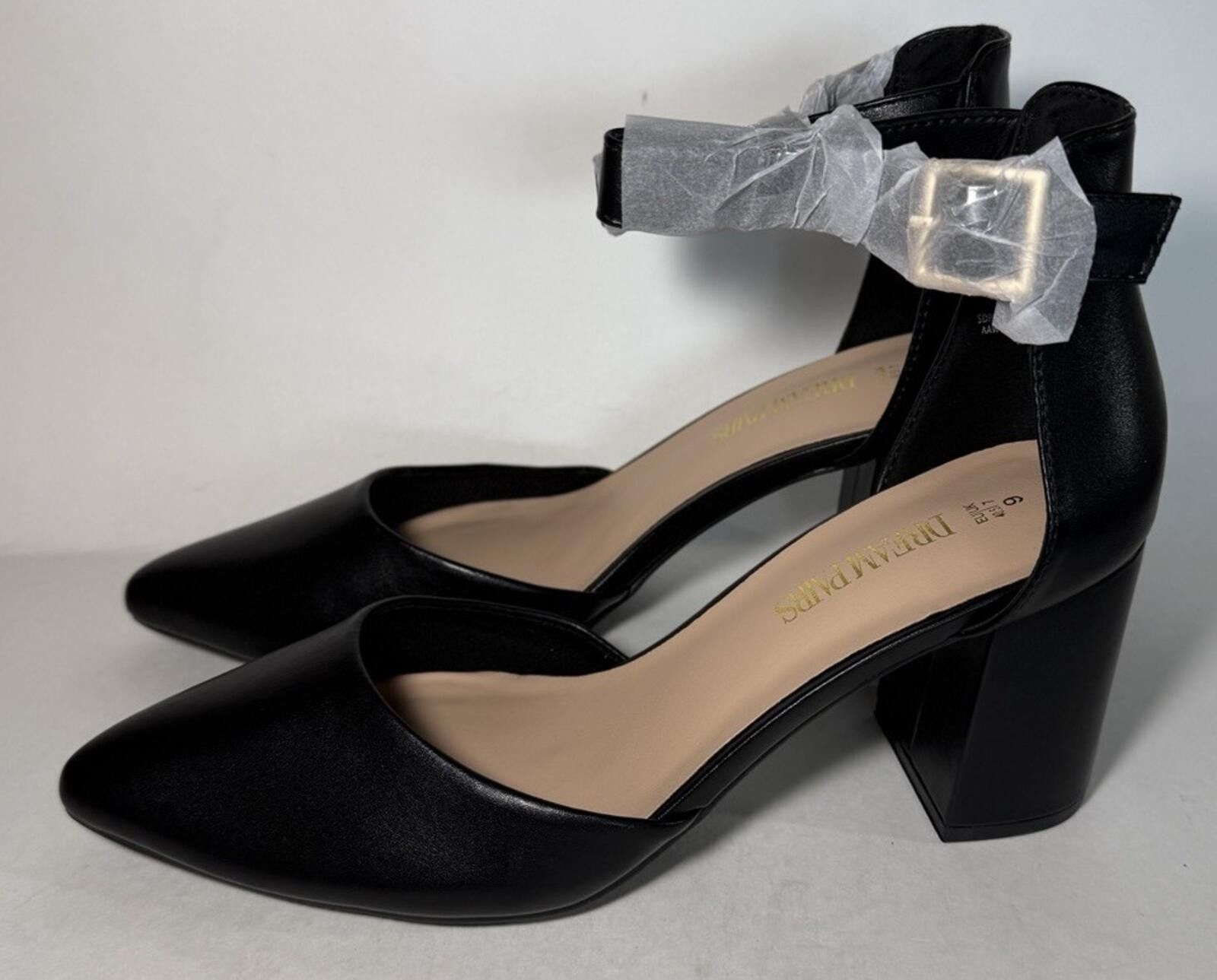 Other DREAM PAIR Pointed Toe Chunky Mid Heel Pumps Ankle Black Size US 9 / IT 39 - 1 Thumbnail