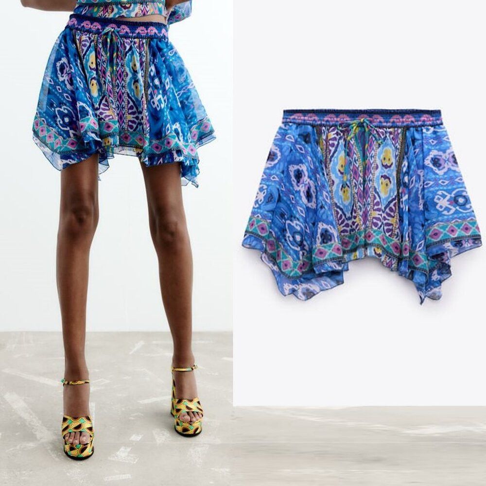 Zara NWT New Zara Printed Mini Skirt Size XS Size 26" / US 2 / IT 38 - 1 Thumbnail