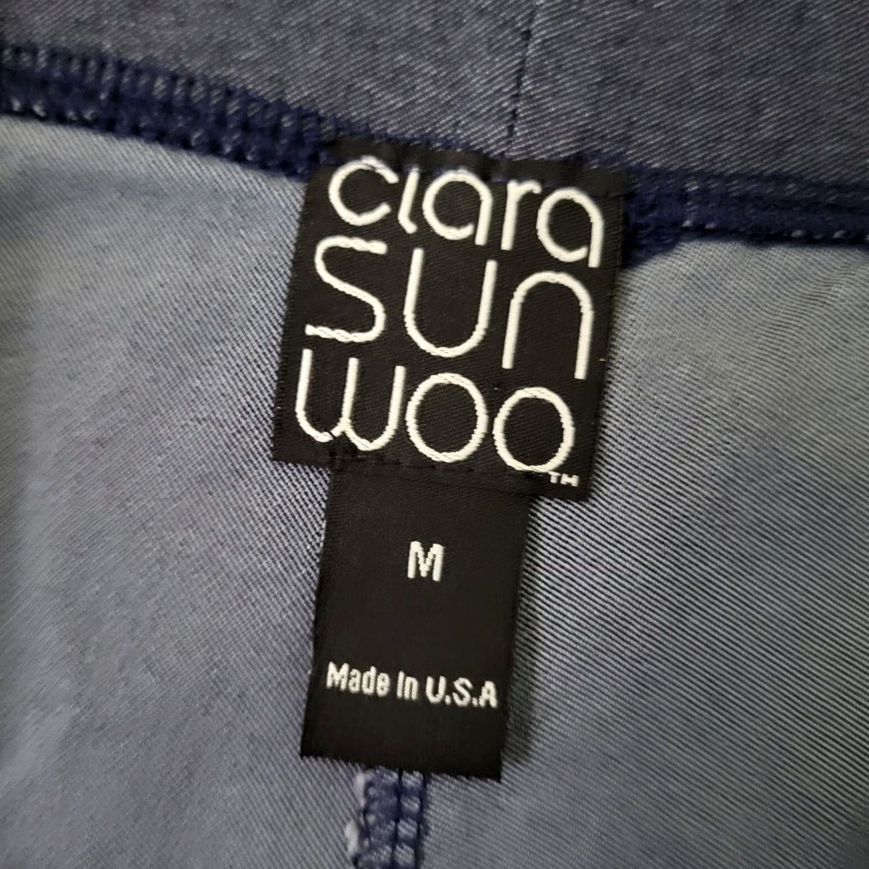 Vintage CLARA SUN WOO Women's Pants Blue Size M Regular Straight Casual Size 32" / US 10 / IT 46 - 3 Thumbnail