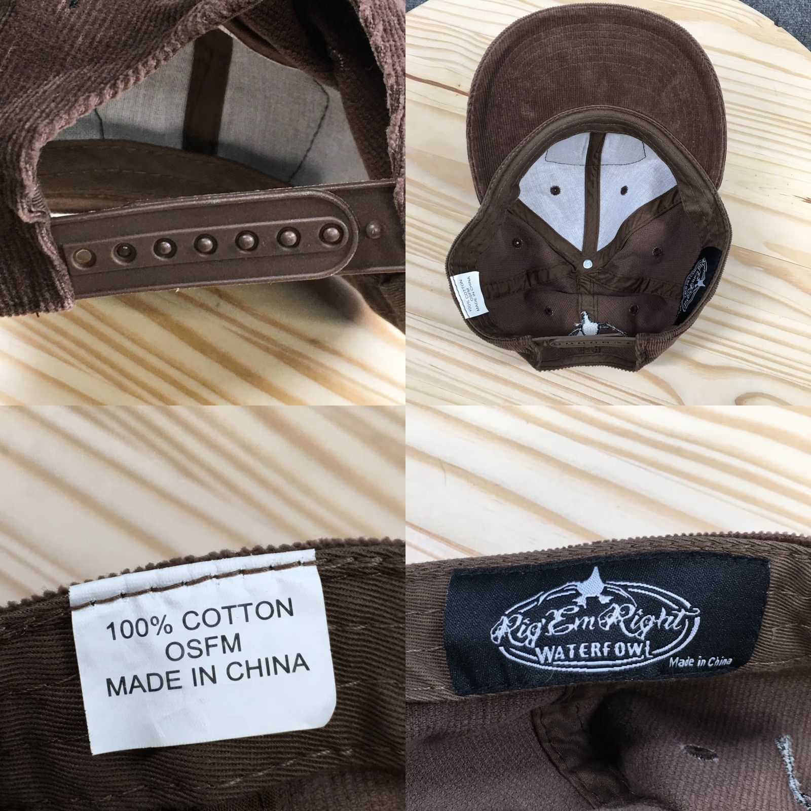 Vintage Rig'Em Right Waterfowl Brown Corduroy Hat Mens OS Brown Snapback Adjustable Size ONE SIZE - 8 Thumbnail