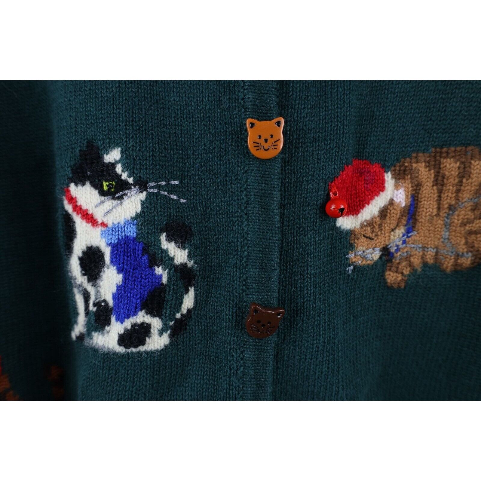 Vintage Vintage Y2K 2001 Christmas Cat Bells Knit Cardigan Sweater Size 3XL / US 20-22 - 9 Thumbnail