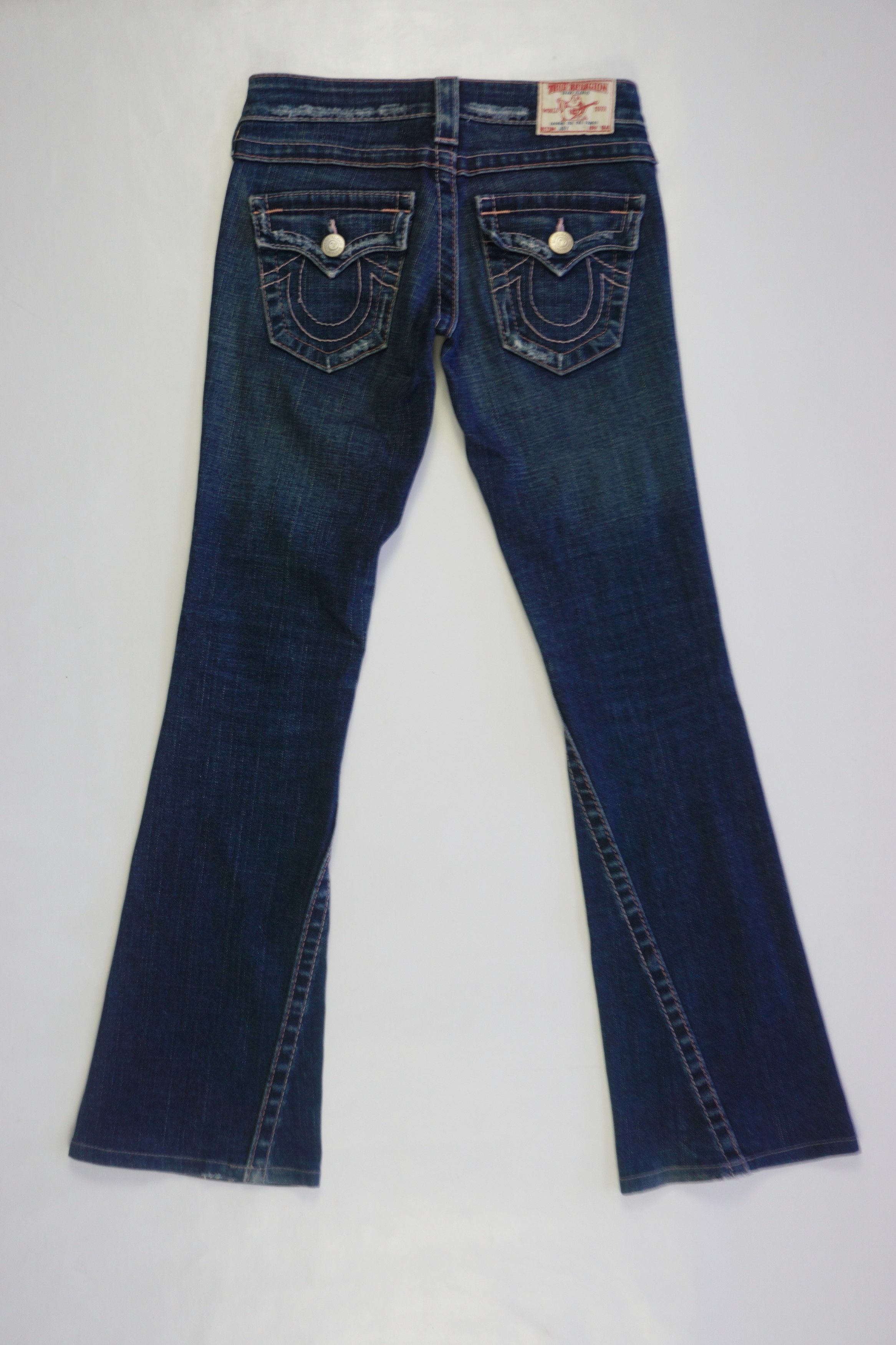 True Religion Vintage Petite Made in USA Low Rise Flare Distress Jeans Size 25" / US 0 / IT 36 - 2 Thumbnail