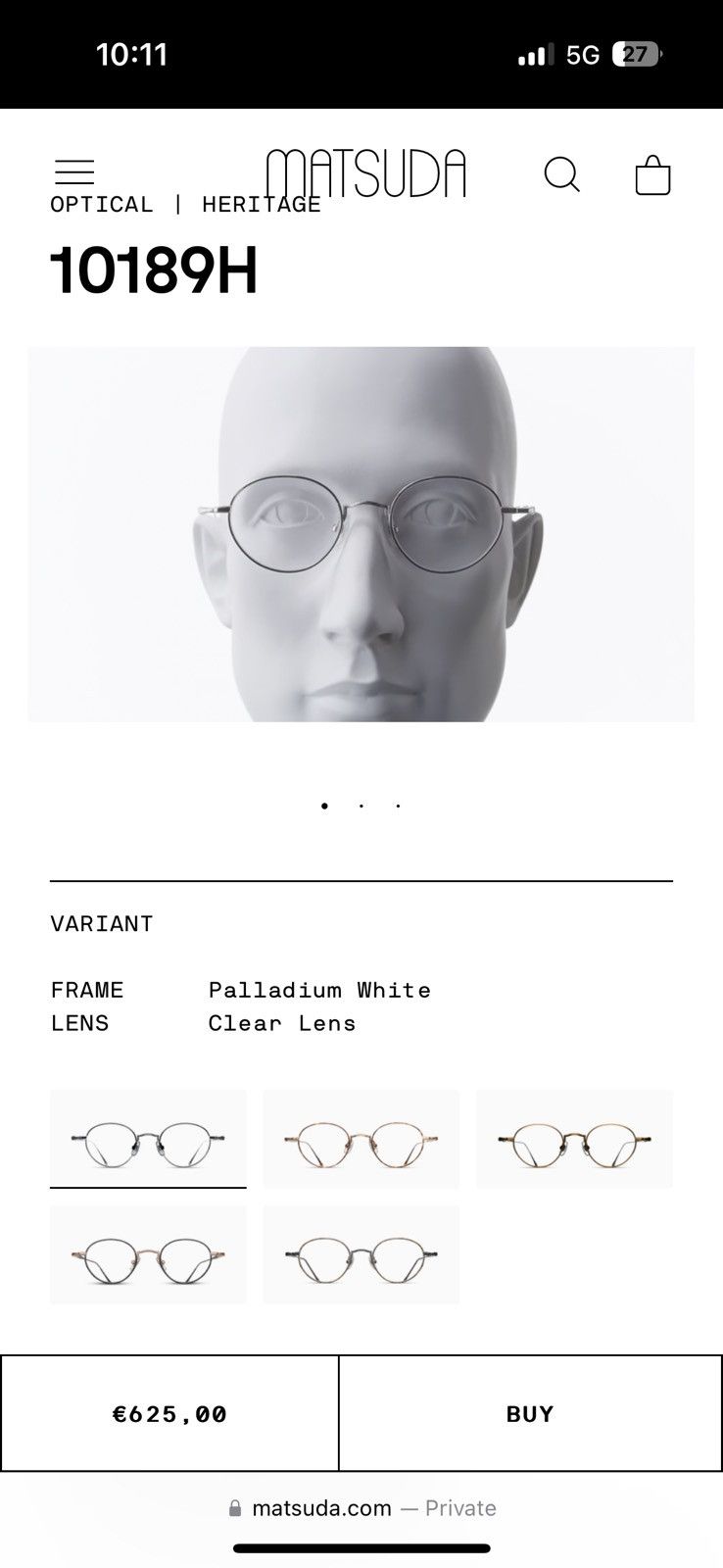Matsuda Matsuda 10189H Palladium White titanium heritage glasses Size ONE SIZE - 14 Thumbnail