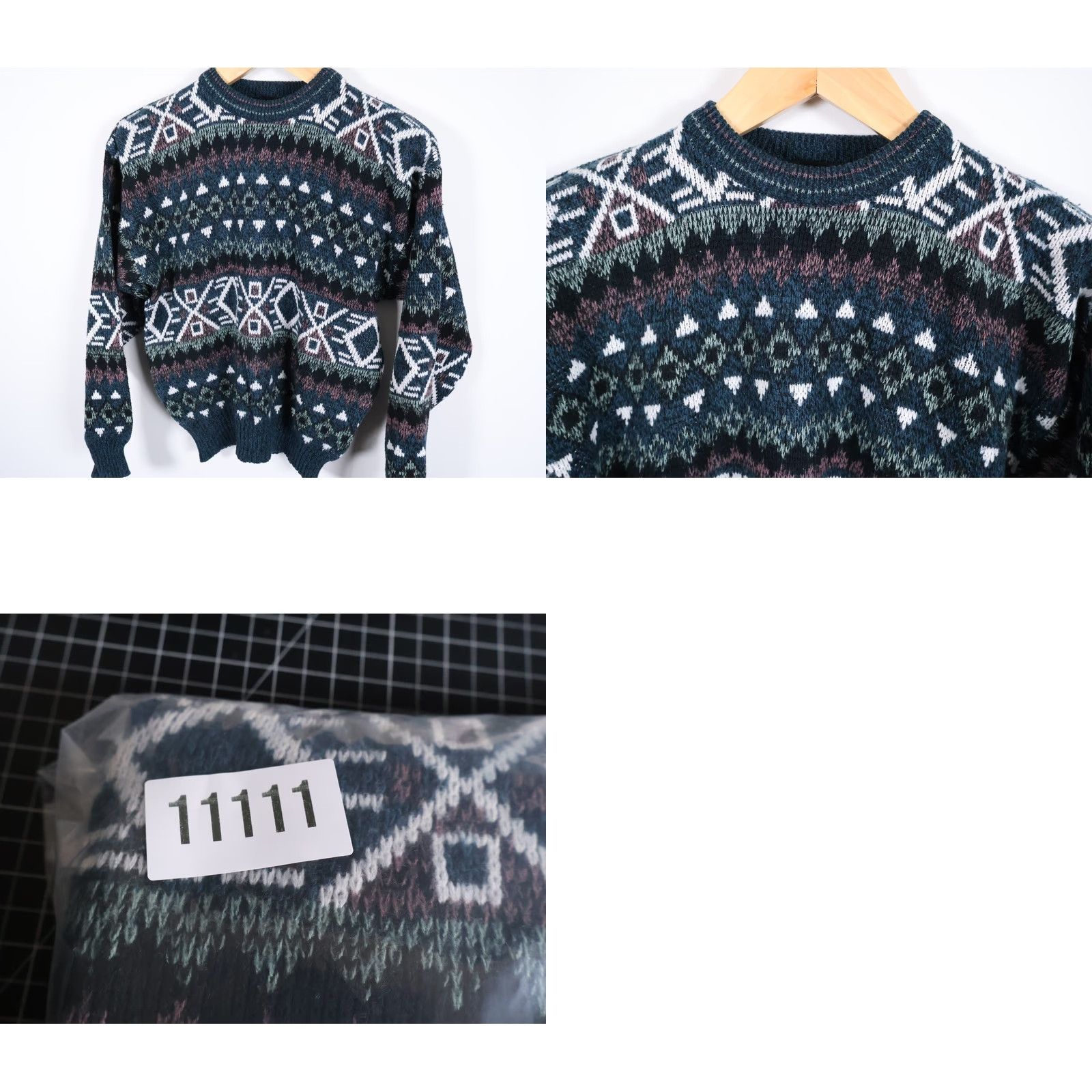 Vintage VINTAGE Today's News Sweater Women Medium Green Acrylic Knit Aztec VTG Crewneck 90s Geometric Pattern Pullover Size M / US 6-8 / IT 42-44 - 8 Thumbnail
