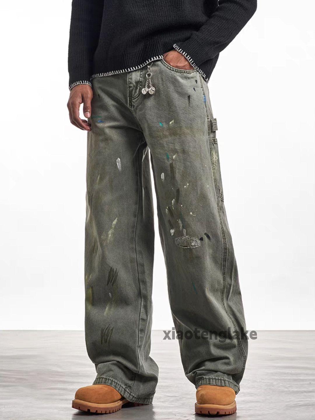 Jean × Vintage washed faded carpenter stain paint cargo hiphop jeans Size US 32 / EU 48 - 3 Thumbnail