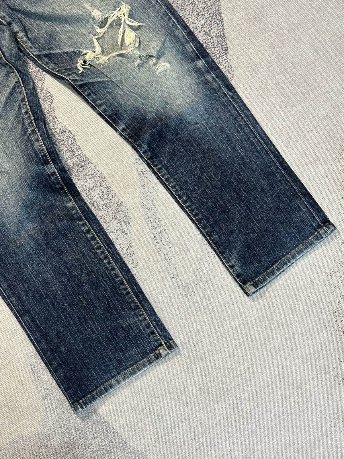 Kapital Edwin 503 Skinny Slim Blue Trip Distressed Denim Size US 30 / EU 46 - 4 Thumbnail
