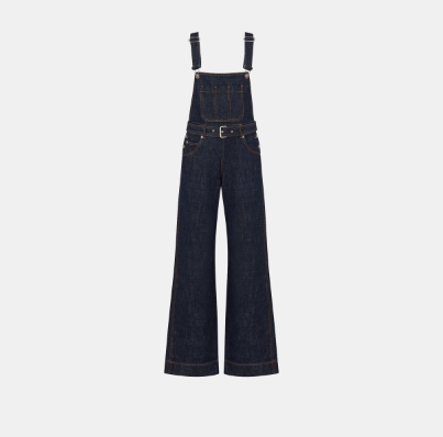 image of Dior O1Bcso1Str0224 Flared Overalls With Belt In Deep Blue, Women's (Size Medium)