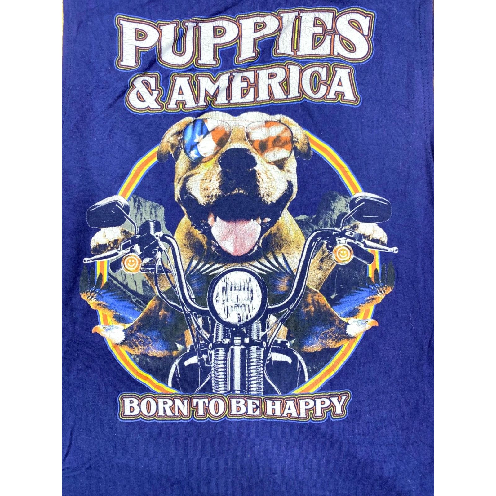 Born Puppies Make Me Happy Tank Top Puppies & America Dogs Blue One Size Sleeveless Women's Tank Top Boy/Girl? Size ONE SIZE - 2 Thumbnail