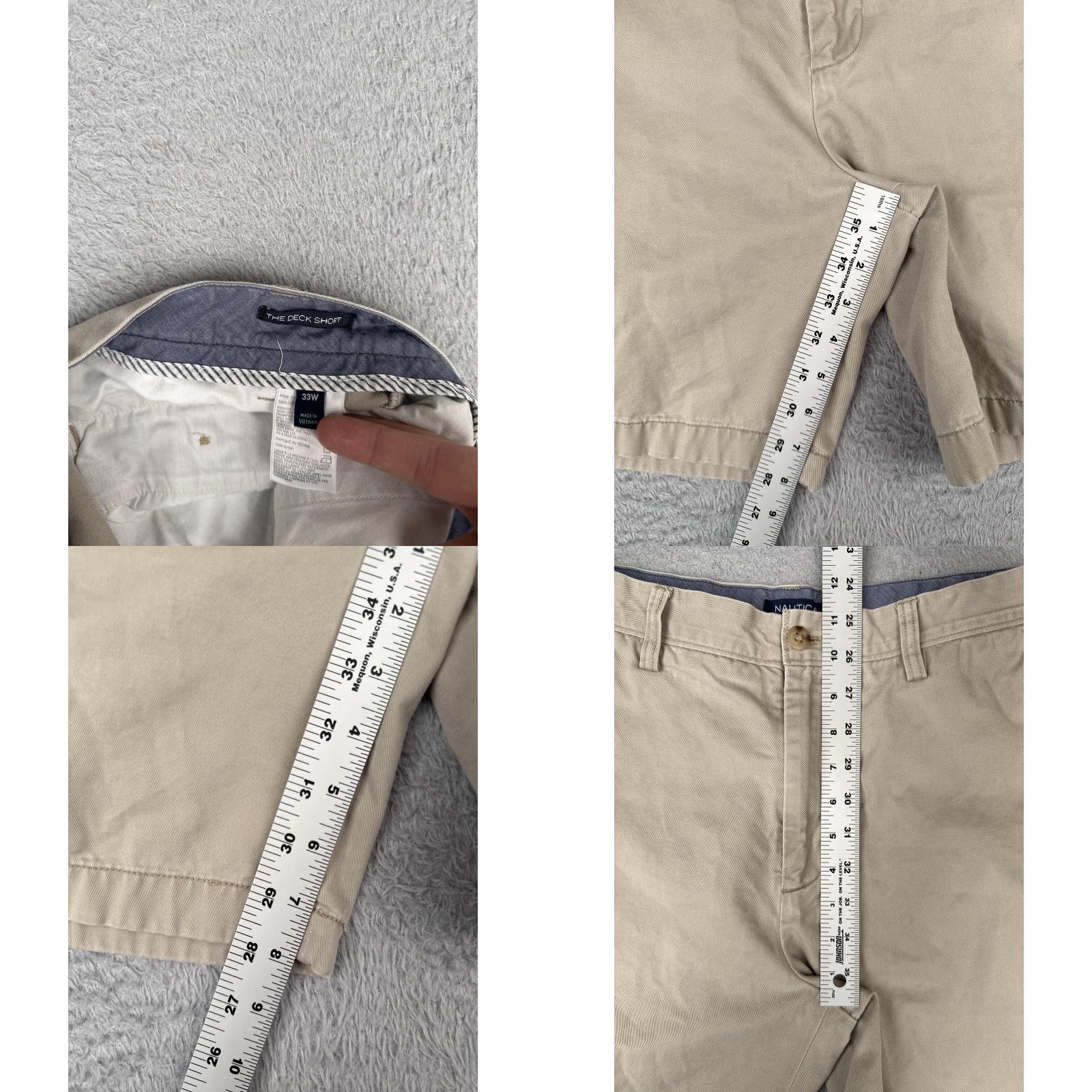 Nautica Nautica Shorts Men 33 Khaki Flat Front Chino Zip Fly Pockets American Size US 33 - 8 Thumbnail