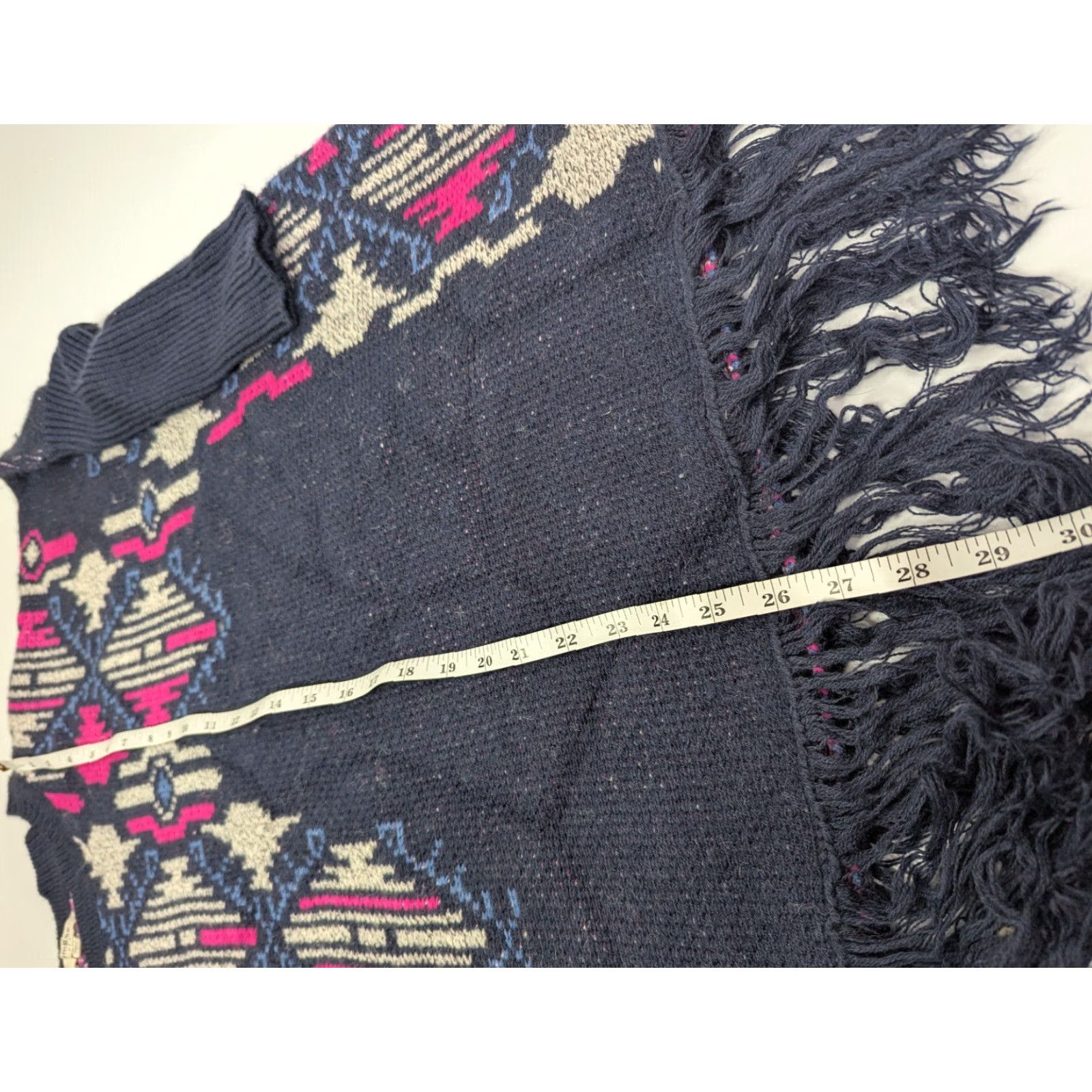Vintage Umgee Navy Aztec Oversized Sweater Poncho S/M Southwest Print Fringe Size S / US 4 / IT 40 - 4 Thumbnail