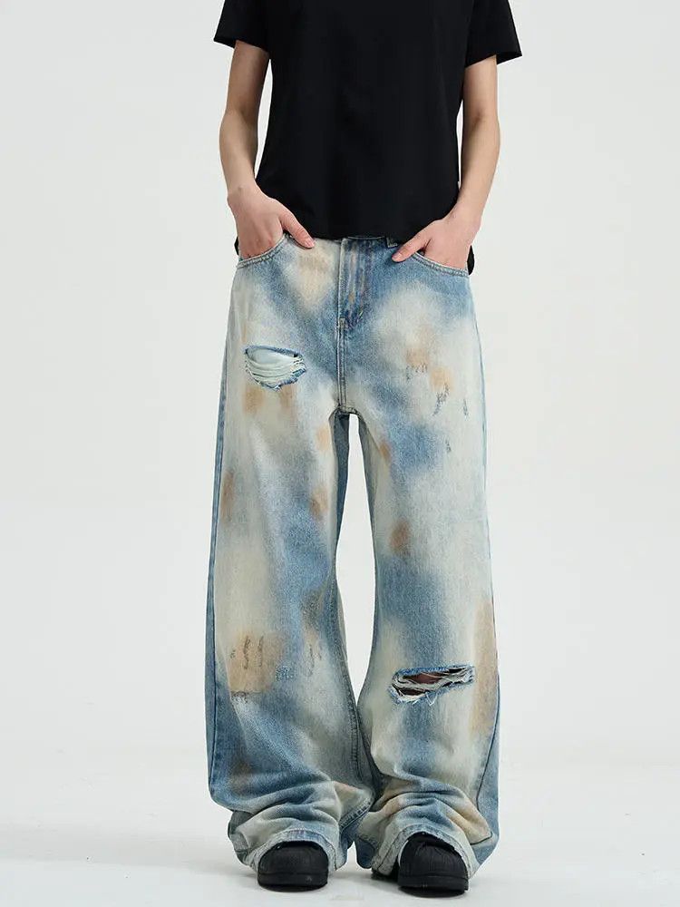 Japanese Brand × Jean Paint Splatter Colorful Distressed Baggy Denim Jeans Size US 34 / EU 50 - 1 Thumbnail