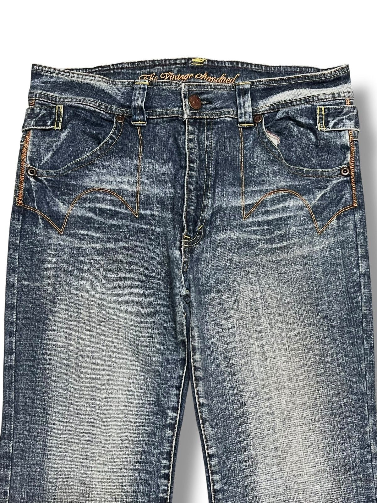 Japanese Brand Vintage Flared Original Jeans Japan - Faded Wash Style Jeans Size US 33 - 4 Thumbnail