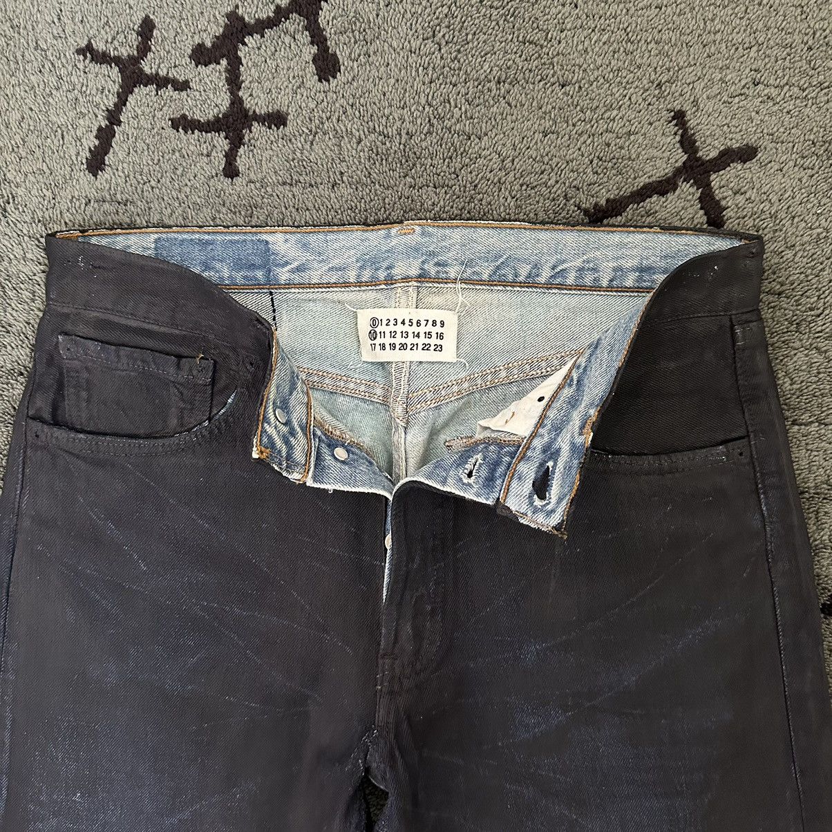 Pre-owned Maison Margiela Margiela Fall 1999 Artisanal Archive Painted Denim Jeans In Black