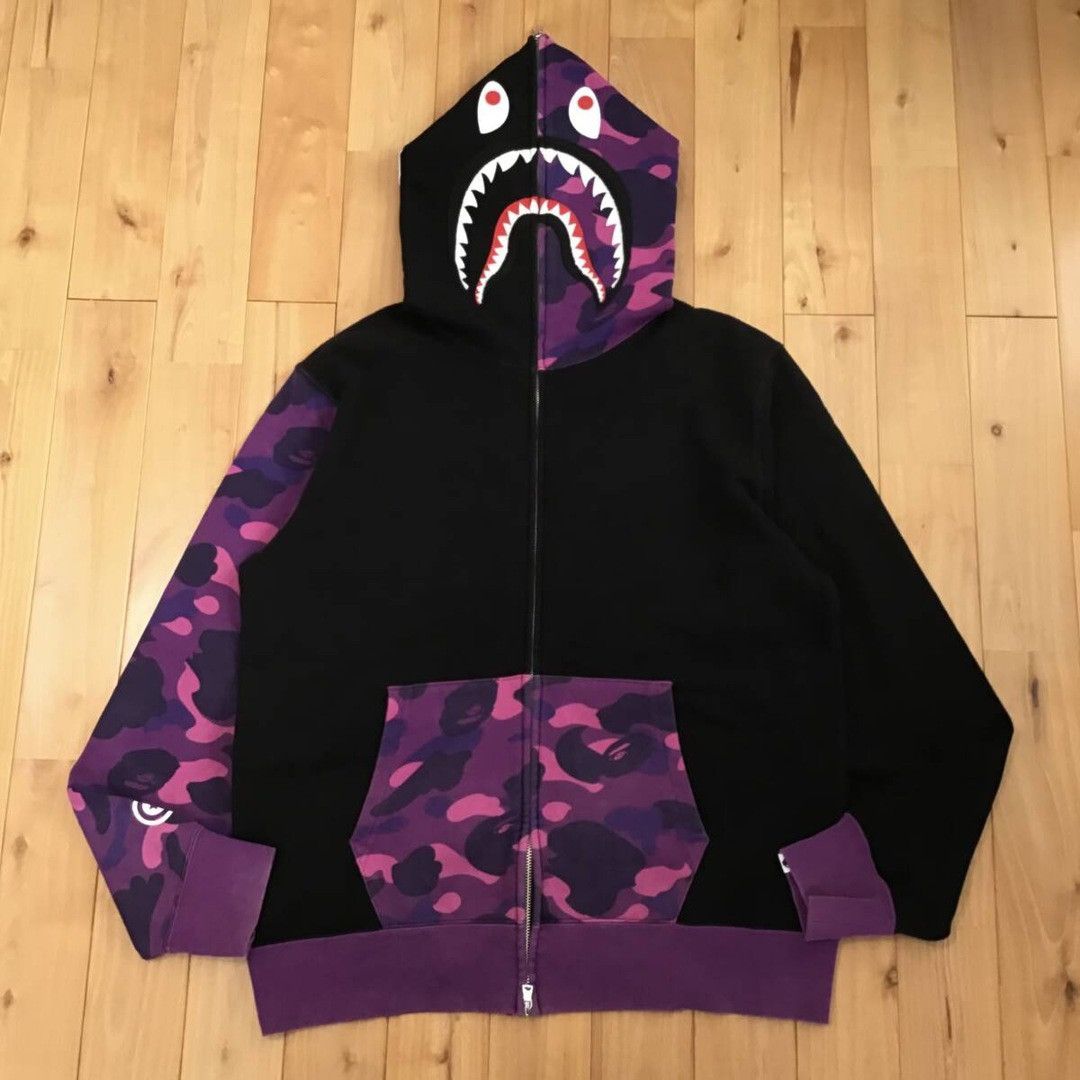 Bape BAPE × purple camo shark full zip hoodie a bathing ape Size US L / EU 52-54 / 3 - 1 Thumbnail