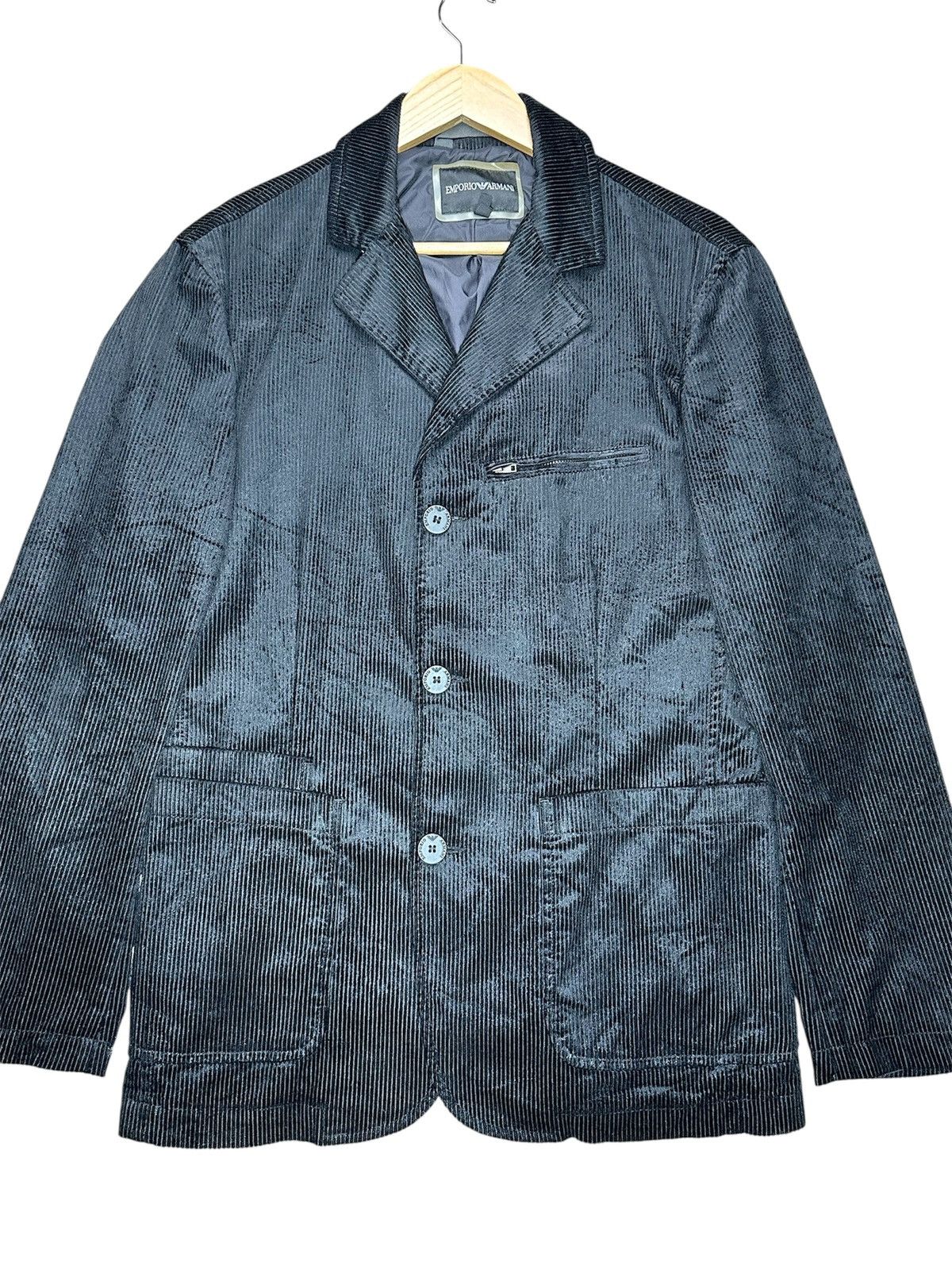 Emporio Armani Emporio Armani Black Corduroy Blazer Jacket Size 40R - 2 Thumbnail