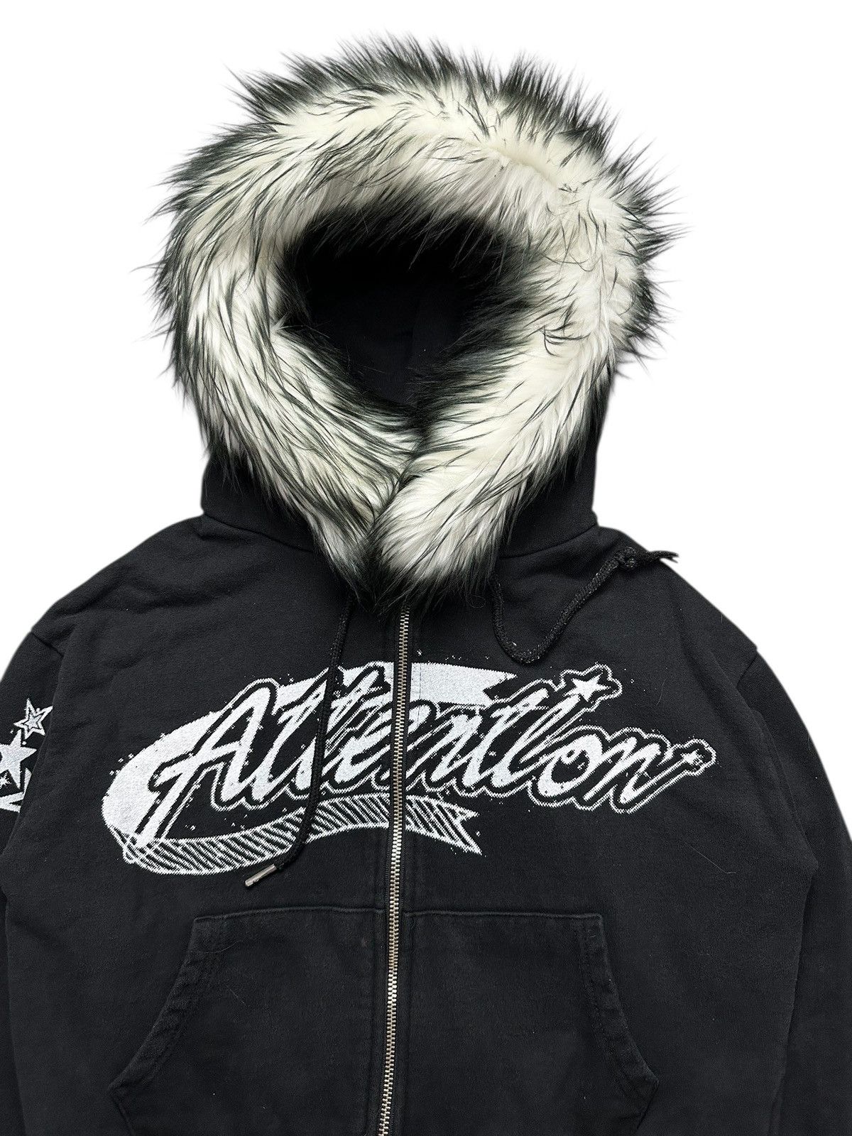 20471120 ATTENTION SIX STAR CROPPED LGB STYLE FUR ZIP HOODIE Size M / US 6-8 / IT 42-44 - 2 Thumbnail