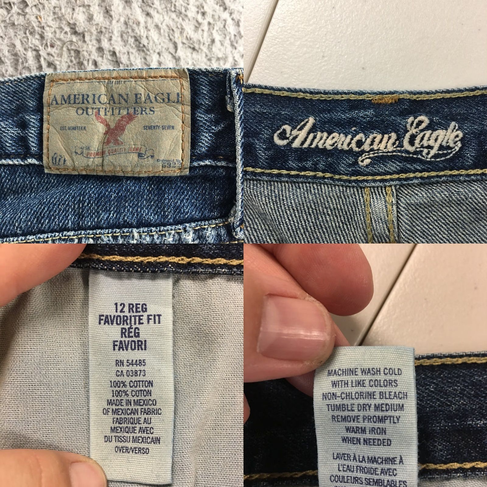 Vintage American Eagle Jeans Boots Blue Favorite Fit Cotton Mid Rise Denim Womens 12 Size 34" / US 12 / IT 48 - 11 Thumbnail