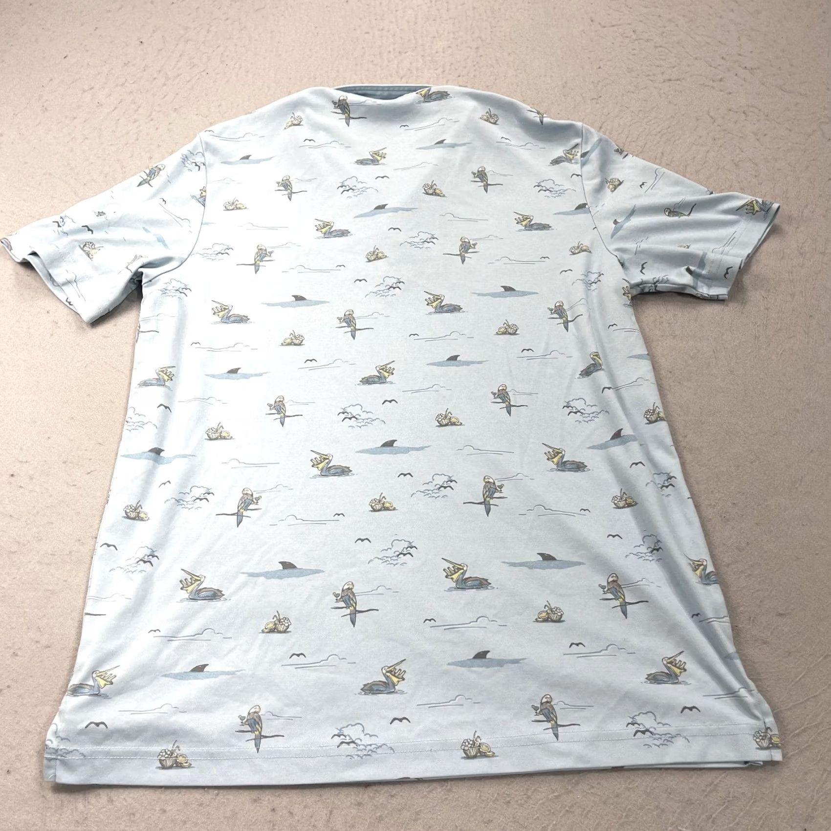 TravisMathew Travis Mathew Polo Shirt Mens Large Blue Going Rogue Bird Beach Floral Golf AOP Size US L / EU 52-54 / 3 - 7 Thumbnail