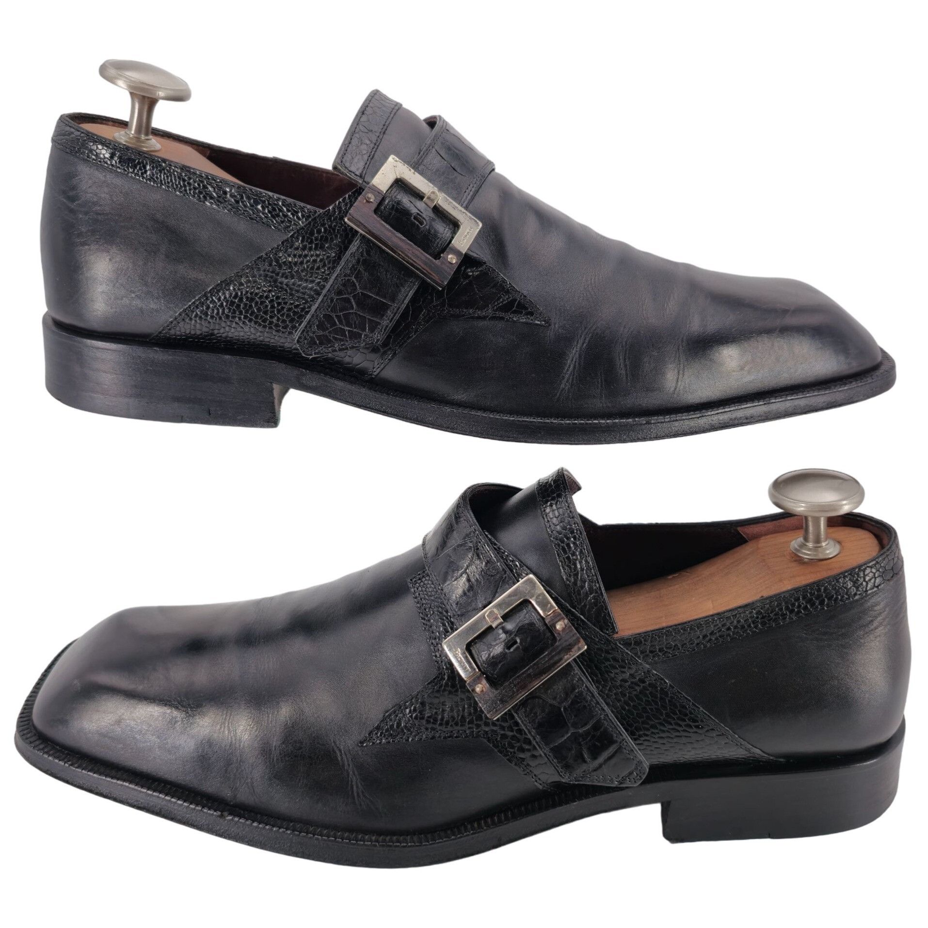 Paciotti Cesare Paciotti Mens 12 Italy Black Leather Alligator Monk Size US 12 / EU 45 - 10 Thumbnail