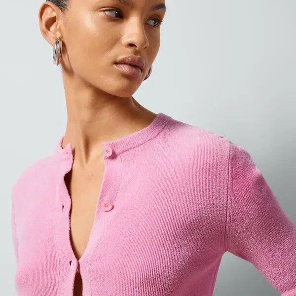Gucci o1la5ras0526 Viscose Cardigan With Crystal G in Pink Size L / US 10 / IT 46 - 3 Thumbnail