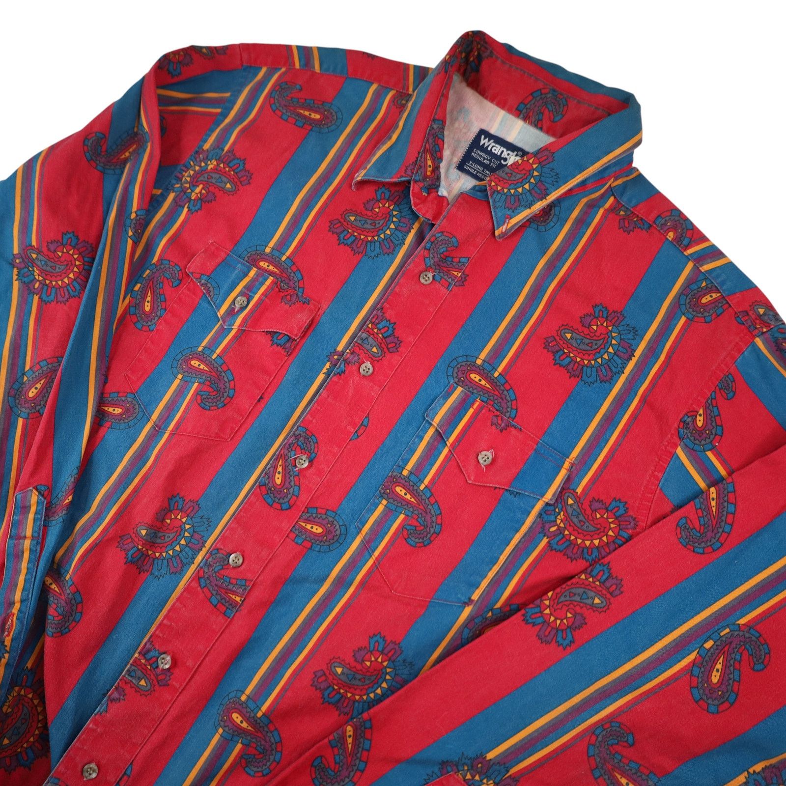 Vintage × Wrangler Vintage Wrangler Brushpopper Pastel Paisley Button Up Shirt Size US XL / EU 56 / 4 - 2 Thumbnail