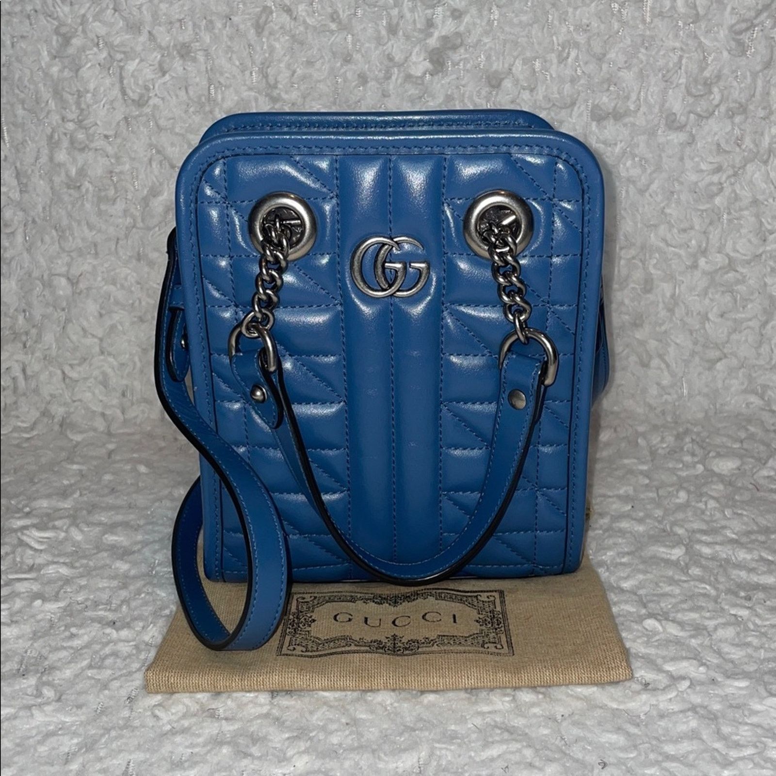 Gucci Gucci GG Marmont Matelassé Blue Crossbody 696123 Size ONE SIZE - 1 Thumbnail