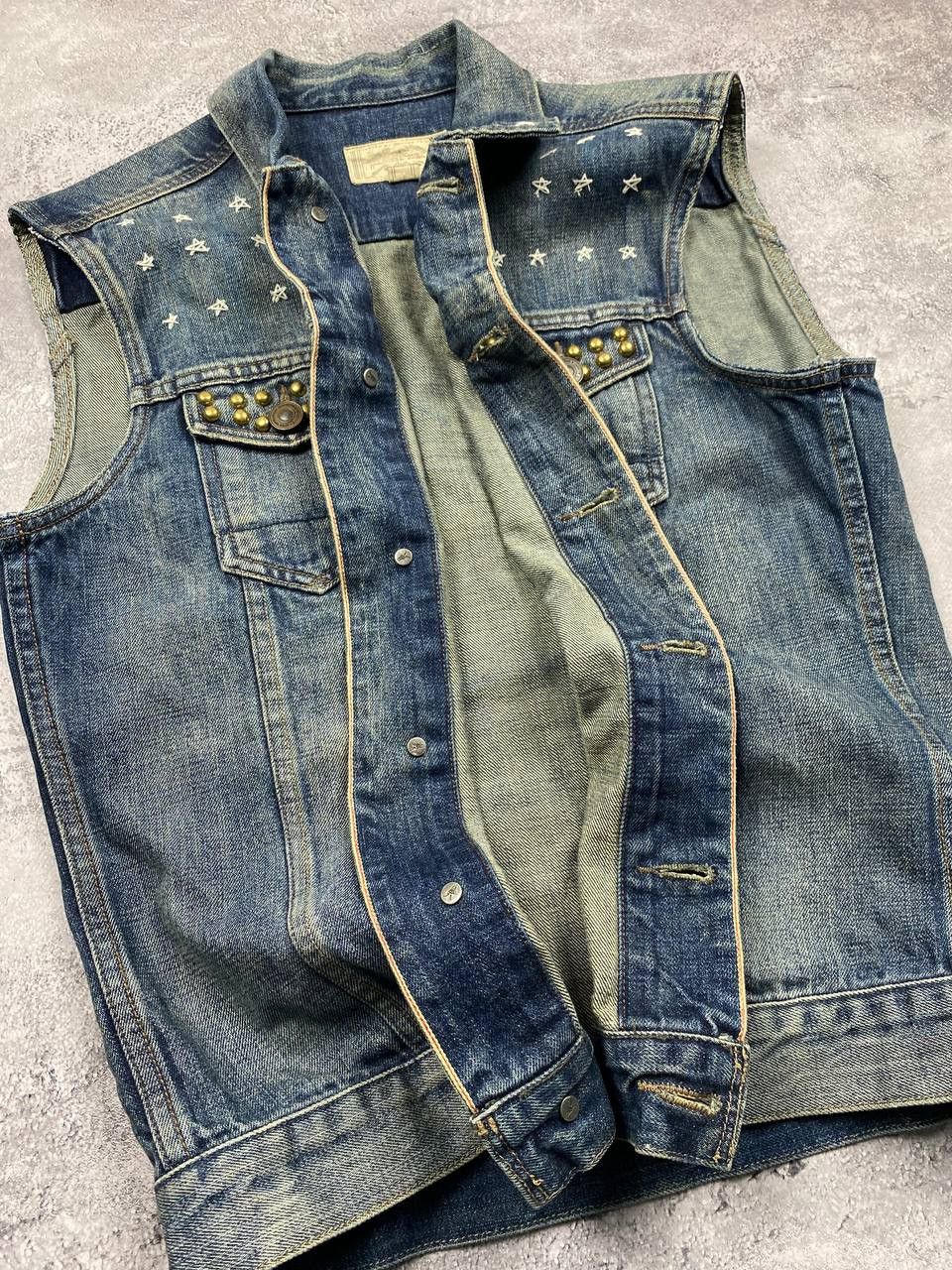 Allsaints Allsaints Selvedge Denim Vest Trucker Jacket Faded Biker Size US M / EU 48-50 / 2 - 9 Thumbnail