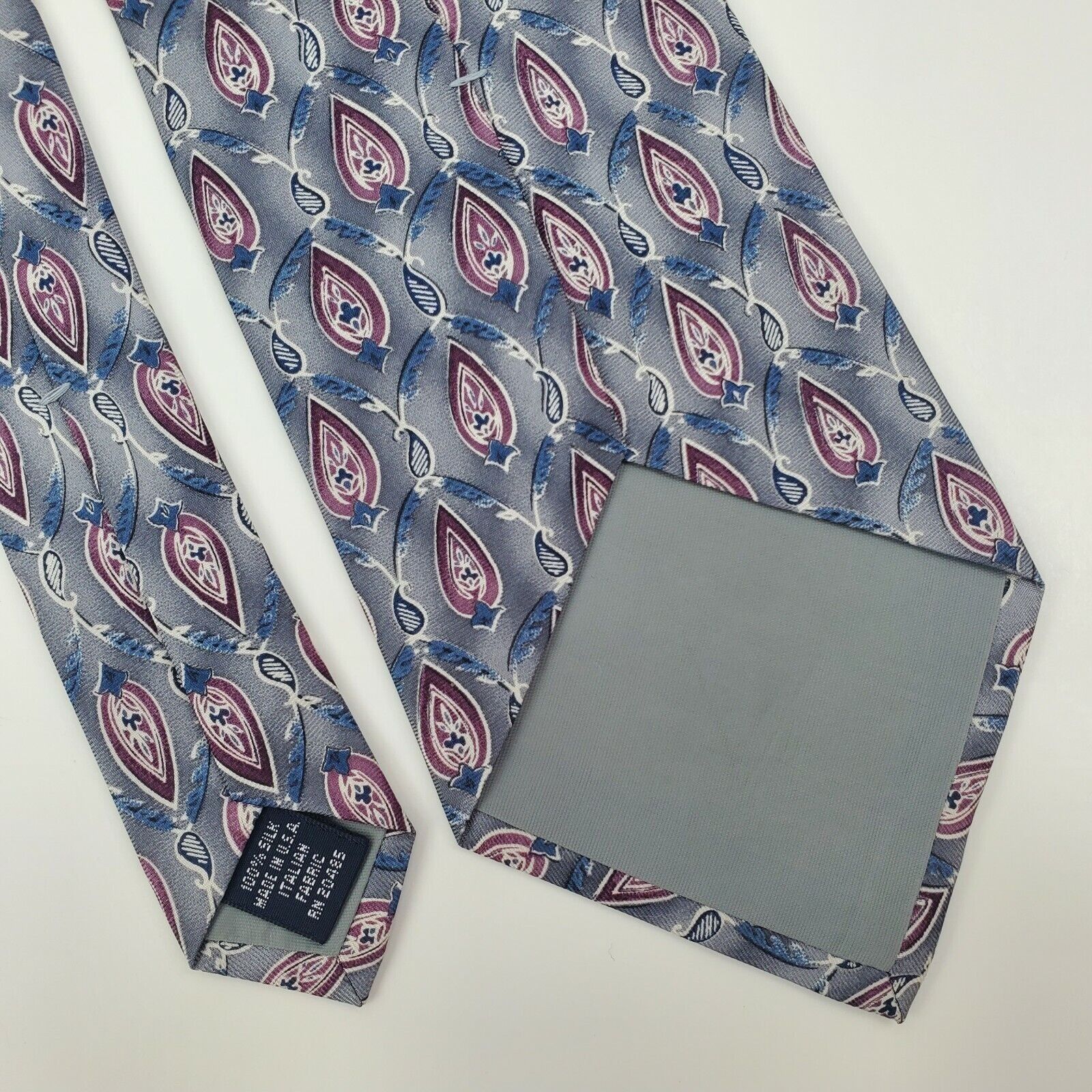 Stafford Stafford Silver Geometric Flower Silk Tie Wide Size ONE SIZE - 5 Thumbnail