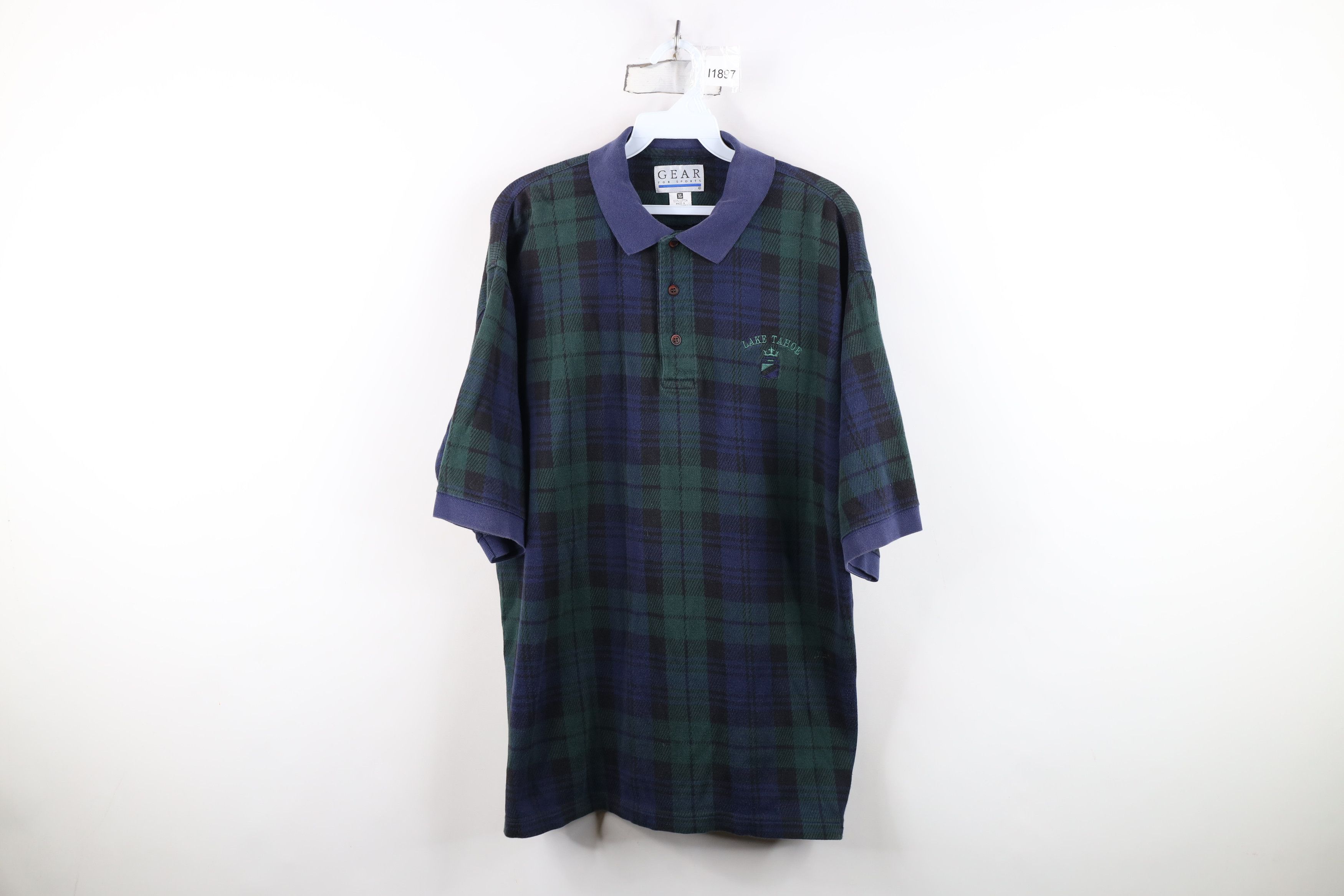 Vintage Vintage 90s Streetwear Knit Lake Tahoe Golf Polo Shirt Plaid Size US XL / EU 56 / 4 - 1 Thumbnail
