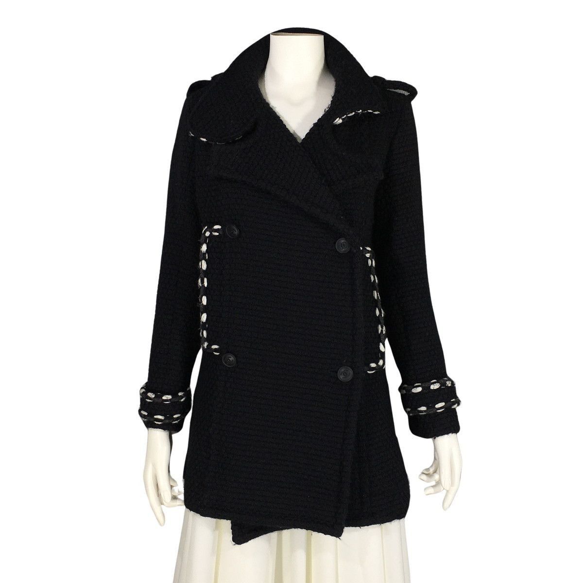 Chanel CHANEL P Tweed Knit Coat Wool Black P39397V28326 2010 wome Size XS / US 0-2 / IT 36-38 - 1 Thumbnail