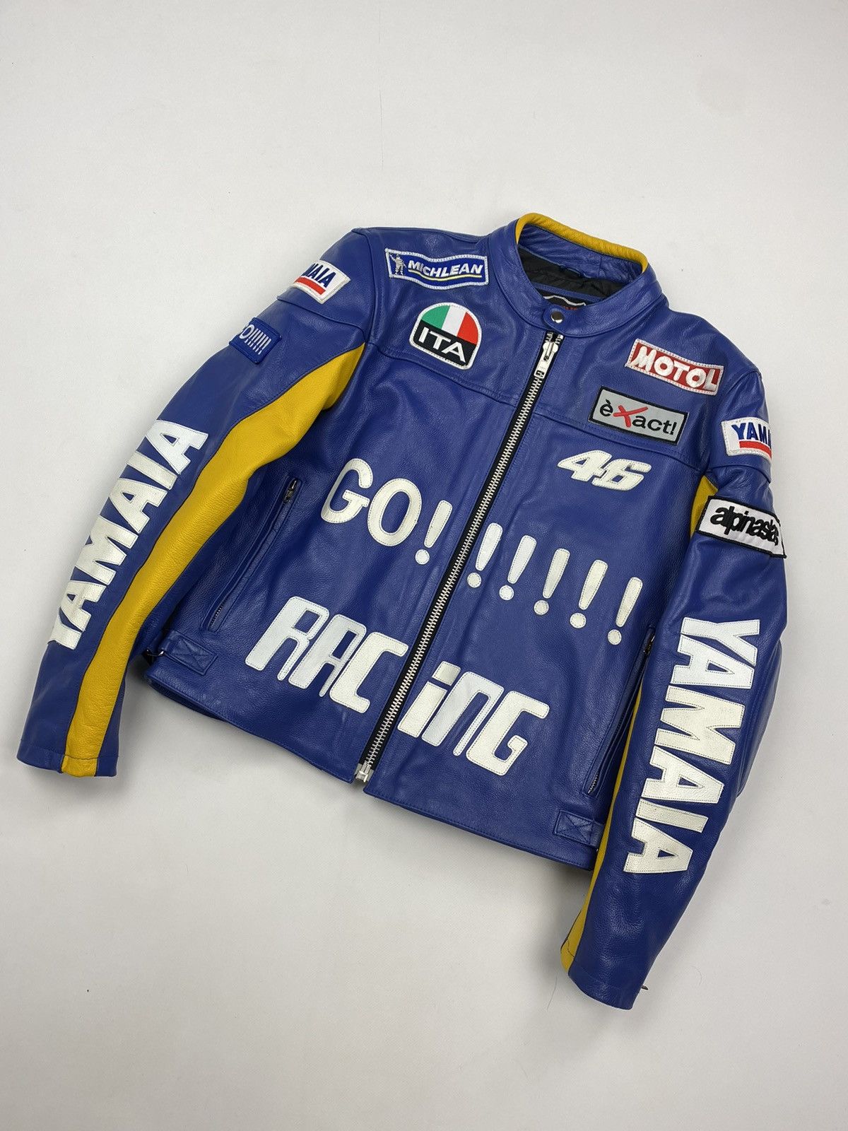 Yamaha VINTAGE RACING LEATHER JACKET VALENTINO ROSSI STYLE Size US S / EU 44-46 / 1 - 1 Thumbnail