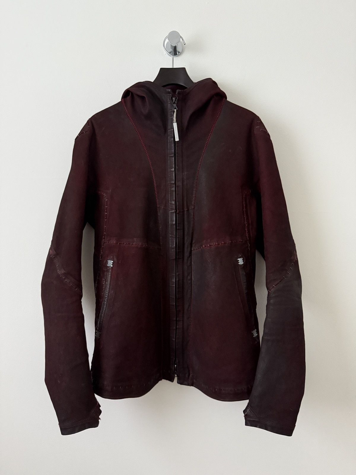 Pre-owned Isaac Sellam Experience Lascar Stretch Dirtyred Astro Leather Jacket